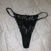Ladies women preowned Panties underwear thong Knickers Black Lace Small
