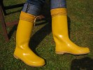 getragene gelbe 70er PHOENIX Damen Gummistiefel 40 Stiefel Stulpe Absatz